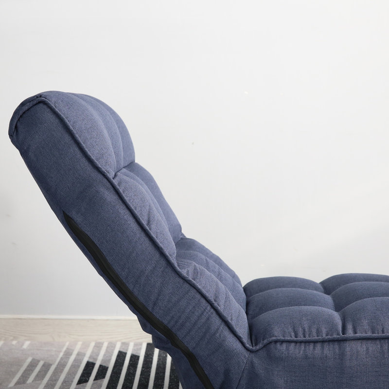Fauteuil inclinable rembourré Lovetts, Lin bleu marine
