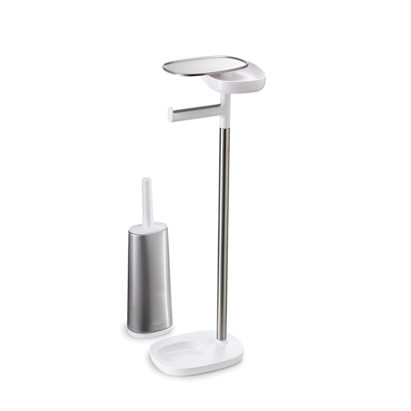 EasyStore Plus Free Standing Toilet Paper Holder with Flex Steel Toilet Brush