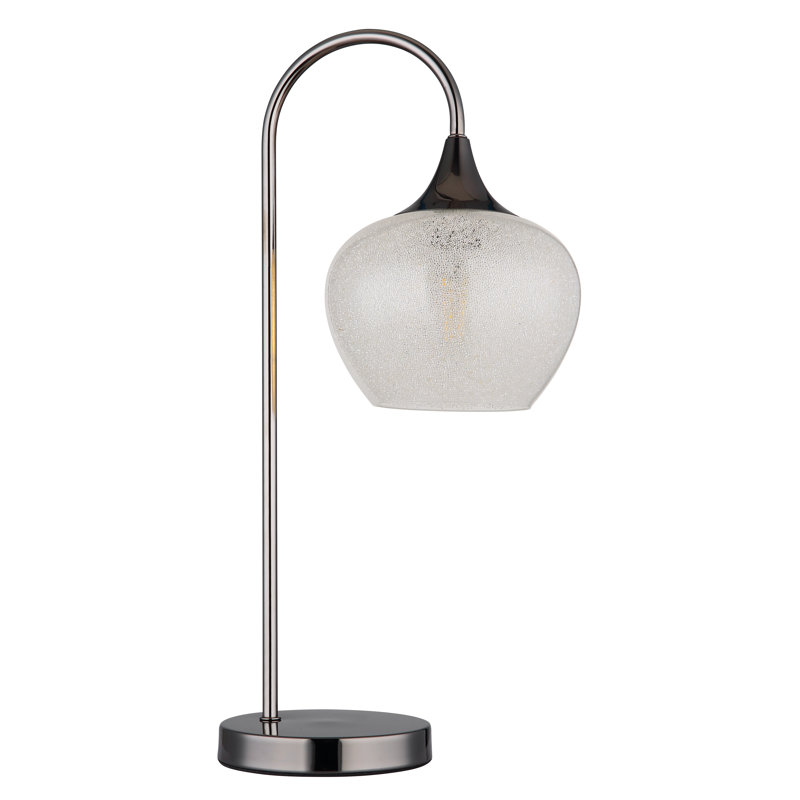 Amylee Metal Table Lamp, Chrome, White