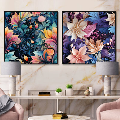 Diemer - Ensemble de 2 collages floraux et botaniques carrés