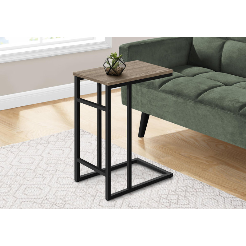 Table d'appoint, en forme de C, bout, côté, collation, salon, chambre à coucher, stratifié aspect marbre blanc, métal noir, contemporain, moderne