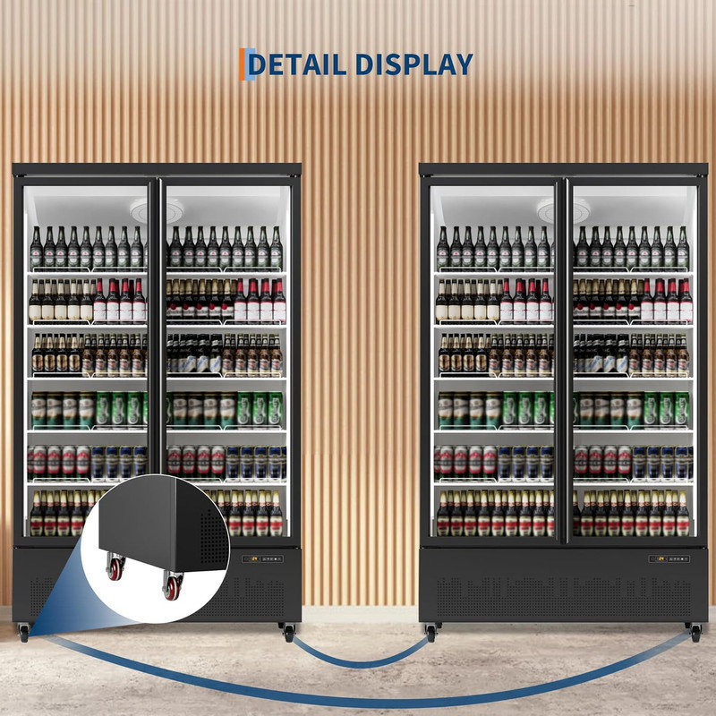 35.3 Cu.Ft Commercial Display Refrigerator with Glass Door, 5 Adjustable Shelves for Restaurant