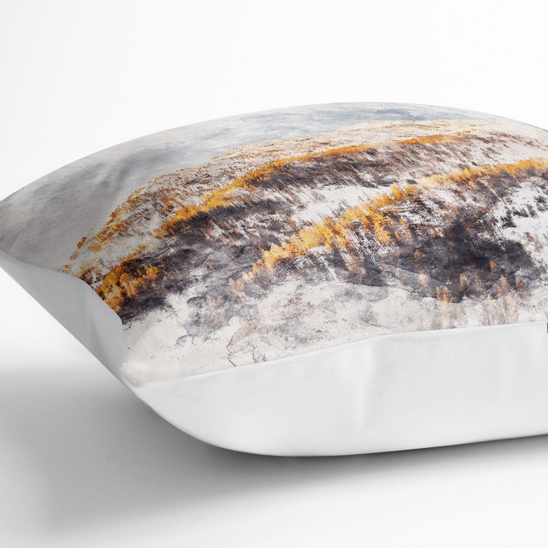 Winter in the Mountains Cushion with Filling, 40cm H x 40cm W x 15cm D, White
