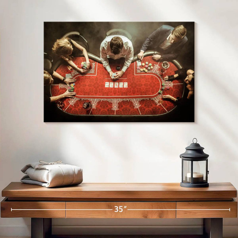 Senne Red Poker Game, 26" H x 39" W