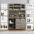 Oak Bar Cabinet,Farmhouse Coffee Bar Cabinet with Sliding Barn Doors-1724476158