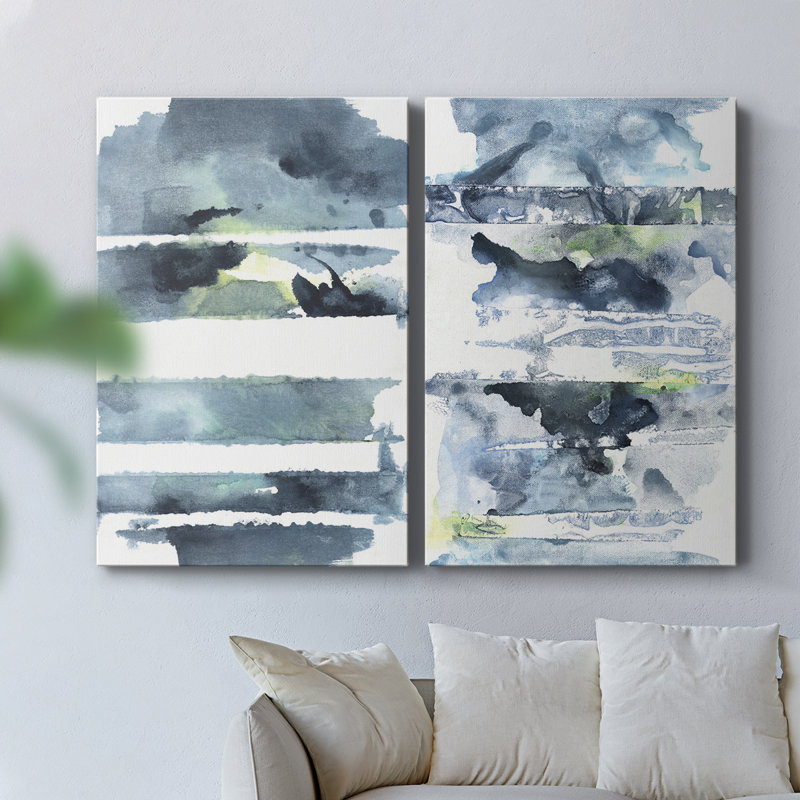 Toile tendue avec châssis «Blue Memories» - Prêt à accrocher, H 60 po x l 80 po