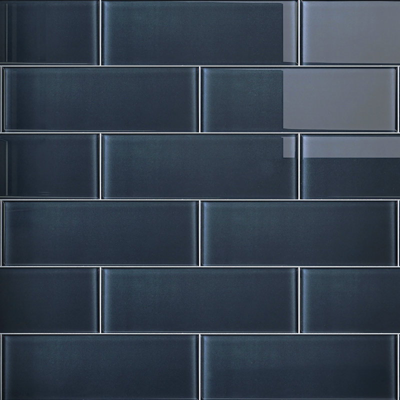 Crystile 4" x 12" Glass Mosaic Subway Tile, Dark Gray