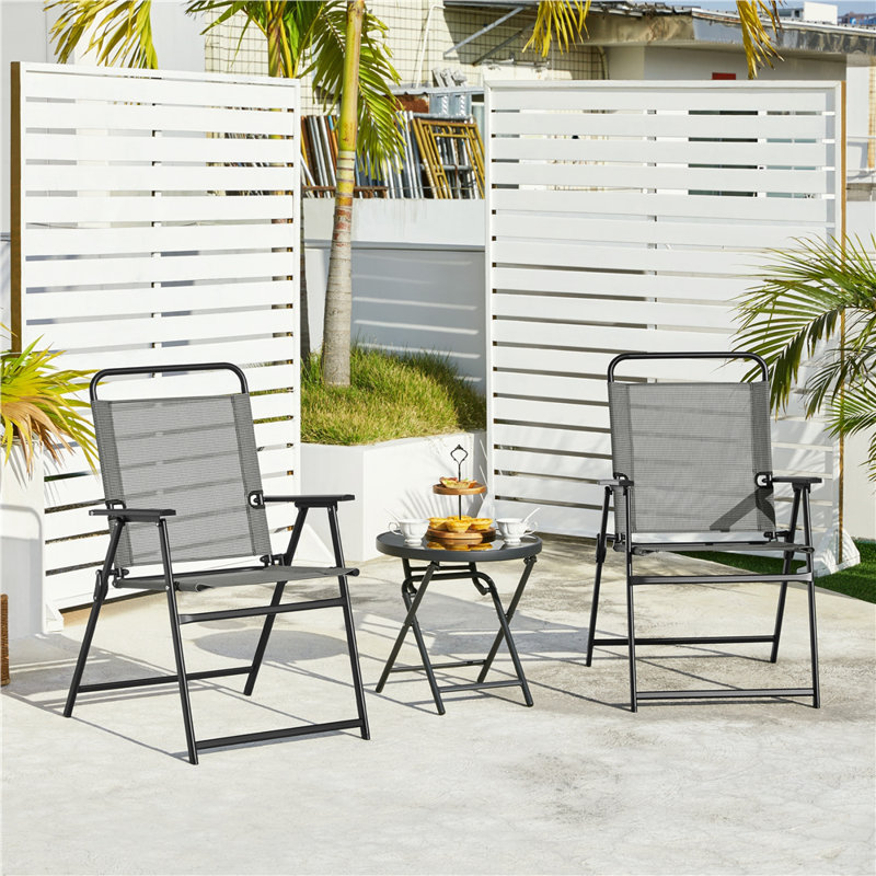 Folding Patio Dining Armchair, Grey, 2