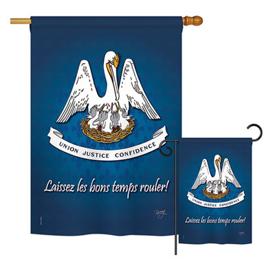 Ensemble de 2 drapeaux en polyester vertical décoratif 2 côtés louisiana american statements