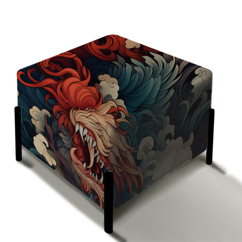 Motifs de dragon - repose-pieds carré japonais