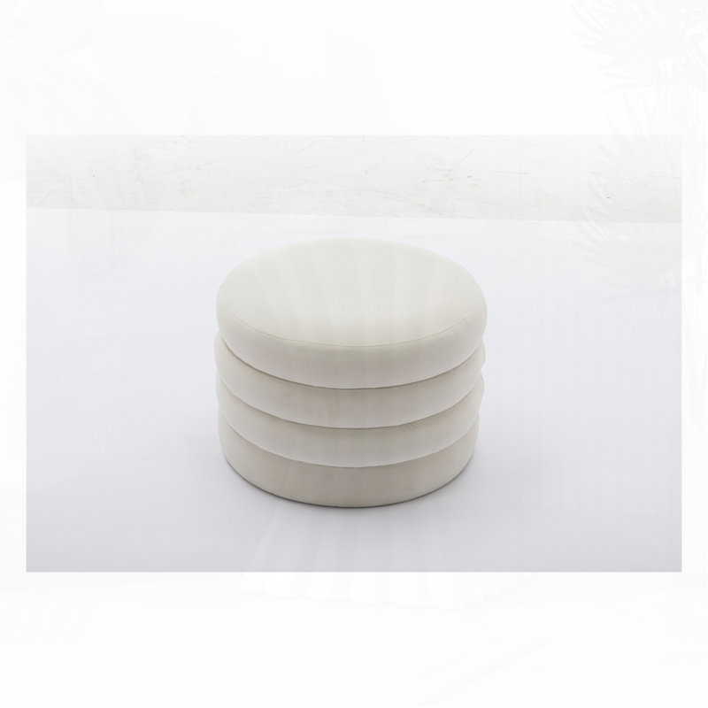 Repose-pieds avec rangement et repose-pieds, Tissu velours ivoire