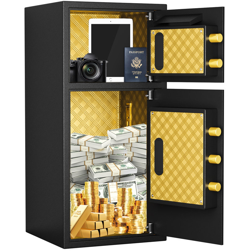 Coffre-fort à double porte avec construction - 5,0 pieds cubes pour la maison, le bureau, l'hôtel, imperméable, fonction de code caché, double porte imperméable à jet de monnaie, bureau