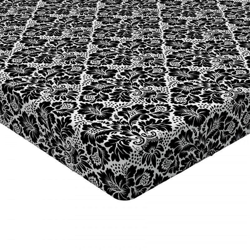 Drap-housse fleur victorienne, Drap-housse grand, Motif floral noir 1