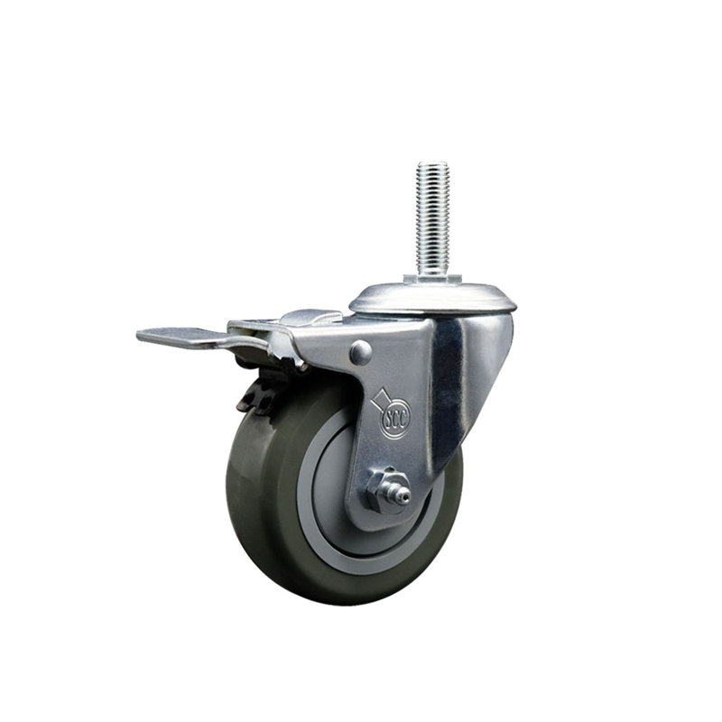 3,5 pouces pivotant sur roues pivotantes à tige filetée de 5/8 po, Gris