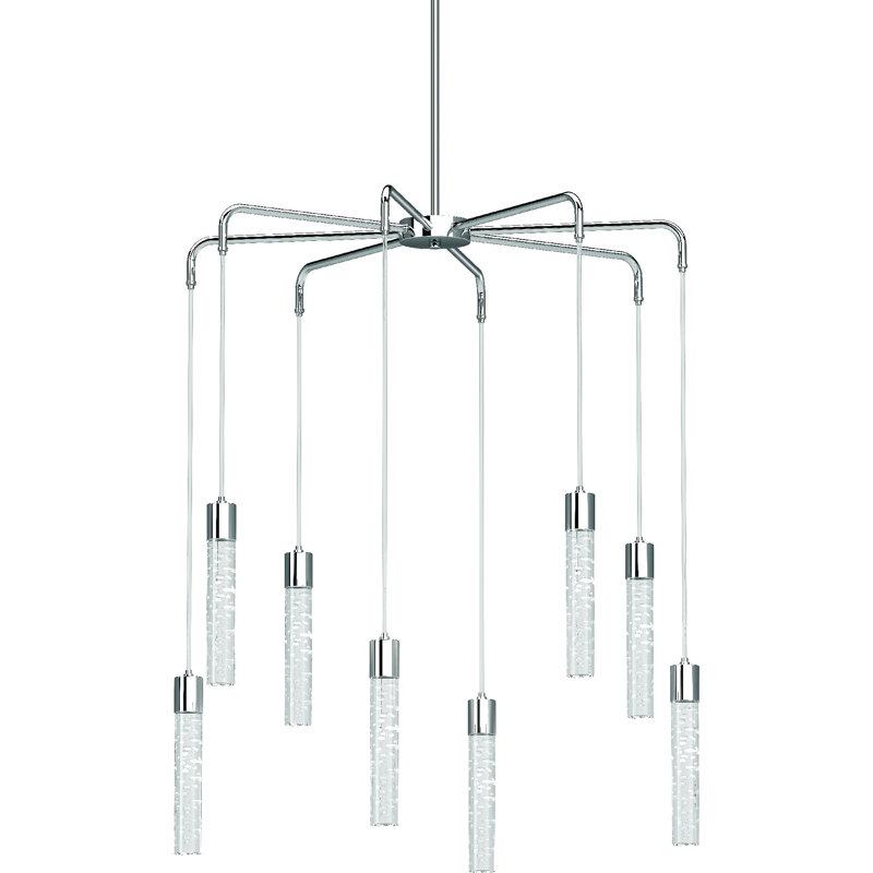 Lustre d'intérieur 8 lumières DEL en chrome transparent avec bulles transparentes Orren Ellis 1568-3 Tristen
