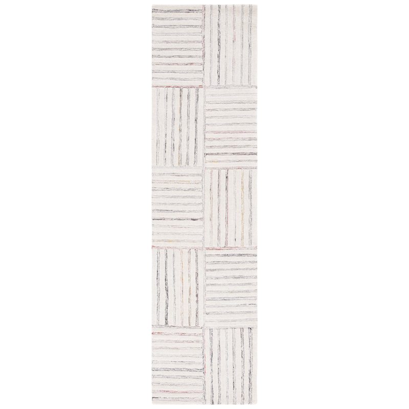 Yettem Metro Hand Tufted Wool And Cotton With Latex Striped Rug, Runner 2'3" x 9'
