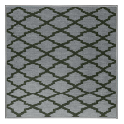 Machine Washable Trellis Grey Area Rug