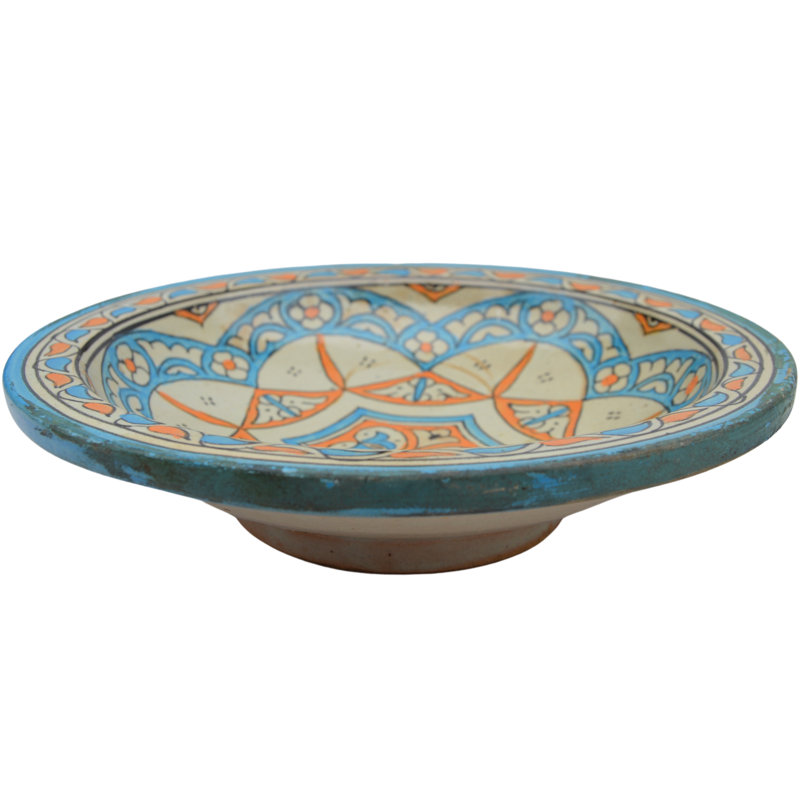 Assiette en céramique Judaica bleu / orange / blanc de la fin du 19e siècle