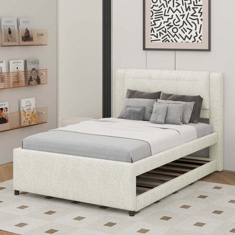 Lit plateforme double avec lit gigogne et lit gigogne double