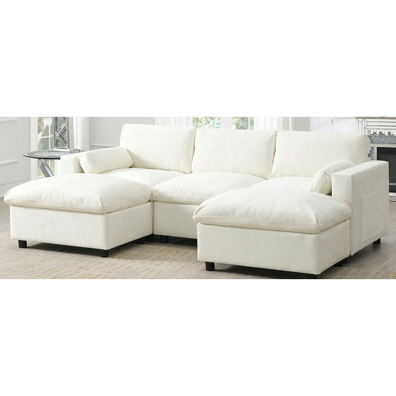 Canapé modulaire 86,5 po Chenille, Blanc