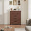 Commode verticale 4 tiroirs 34 pouces, commode de rangement en bois massif pour chambre à coucher, salon, finition noyer-964255908