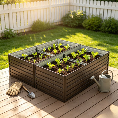 Doublez les lits, doublez la récolte! Ensemble de lit de jardin surélevé galvanisé 8 x 4 x 2 pi - Combinaison extérieure durable pour légumes, fleurs, herbes et fruits