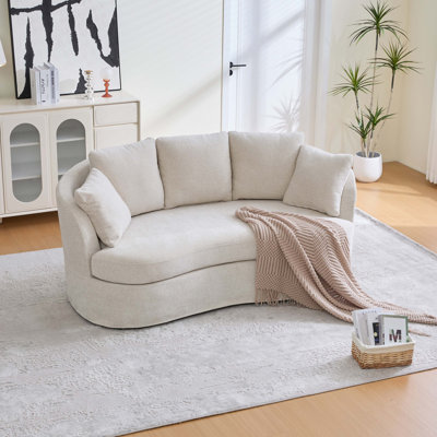 73.82" Wide Curved Sofa, Modern Luxury Plush Chenille Extra-Deep Seat, 4 Removable Cushions, Suitable For Small Spaces, Living Rooms, Bedrooms