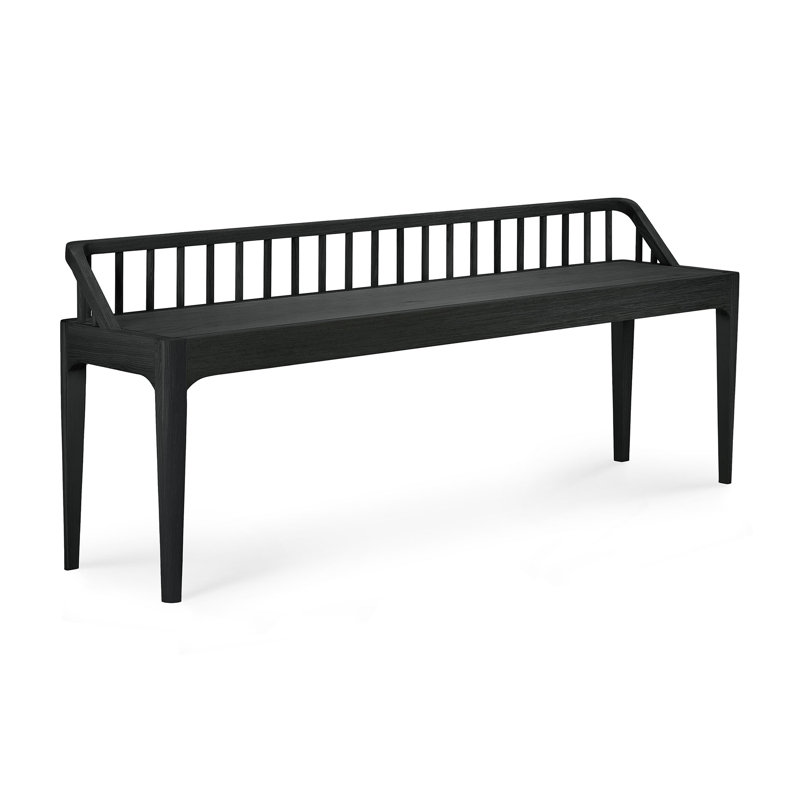 Spindle Solid Wood Bench, Oak Black