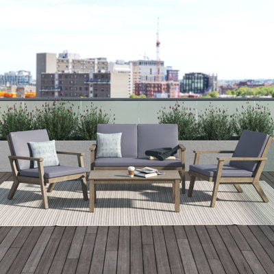 Isaacson 4 Piece Sofa Seating Group with Cushions by Wade Logan