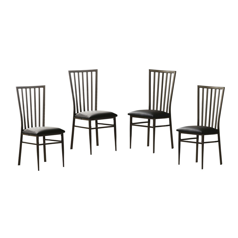Metal Dining Set with Rectangular Table and Eight Upholstered Chairs in Walnut Finish, 8 Seats
