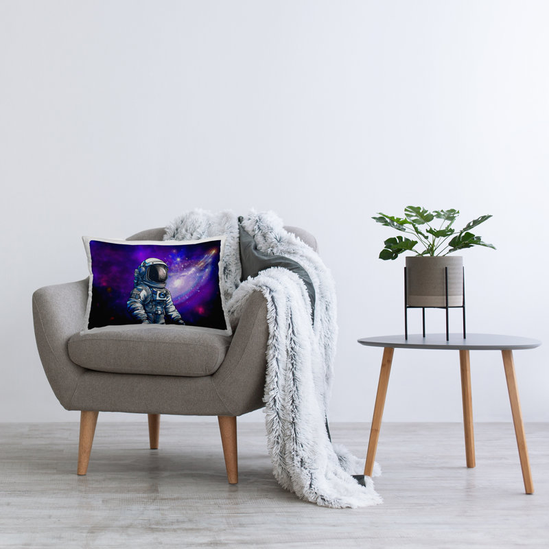 Coussin décoratif Astronauts & Bright Nebula Design par Jesse Keith, Noir / mauve