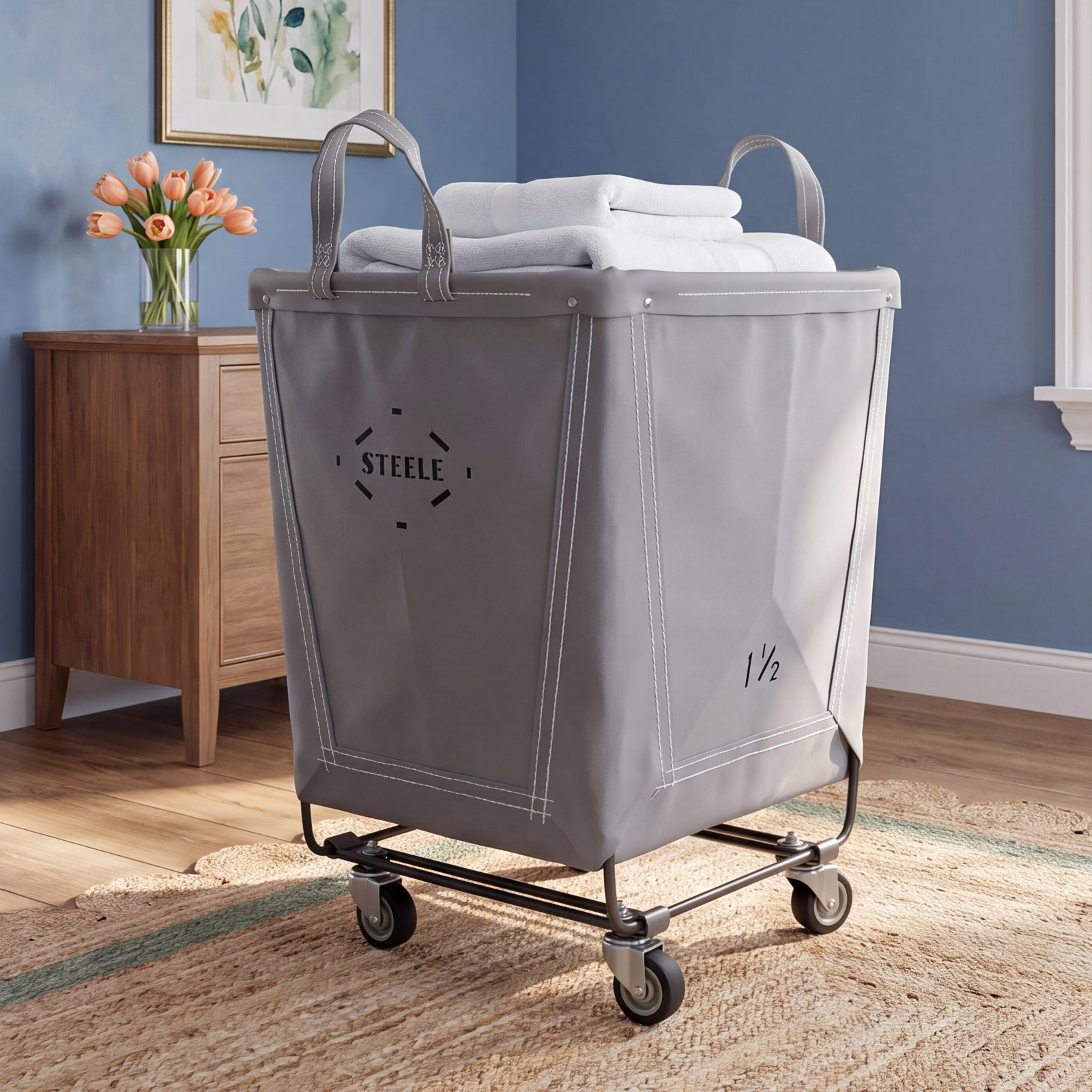 Canvas Round Carry Truck 1.5bu, 2", Gray Vinyl with Gray Vinyl Rim