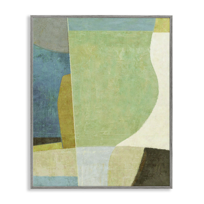 «Green Geometric Collage», art de la giclée encadrée par Suzanne Nicoll, Estampe numérique Farmhouse, H 14 po x l 11 po