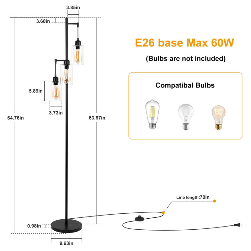 Nekeisha 64.76'' Matte Tree Floor Lamp