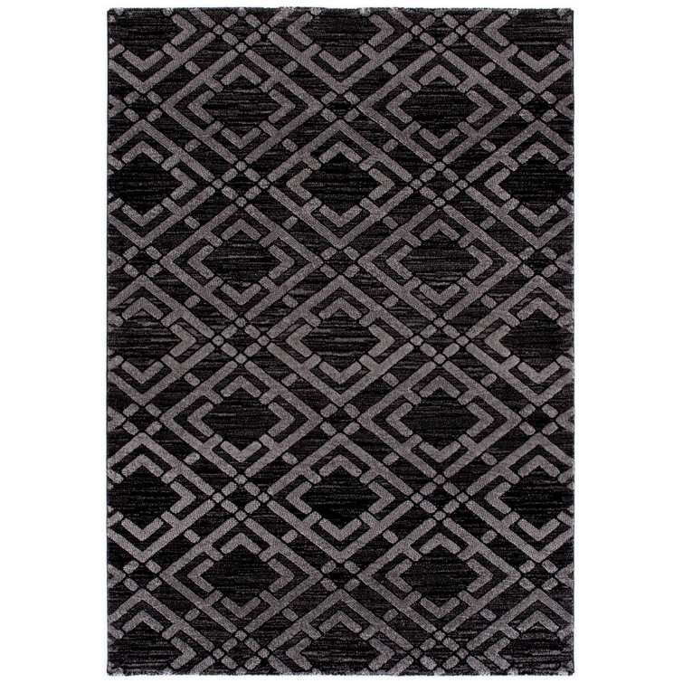Tapis noir / gris tissé à la machine Ignasi