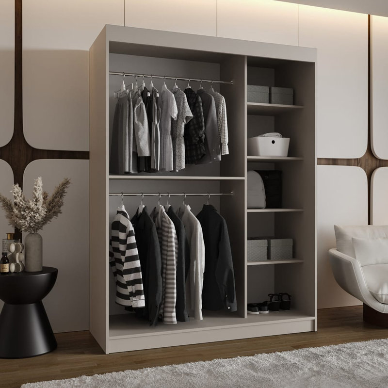 Bahrain 2 Door Manufactured Wood Wardrobe, Cashmere