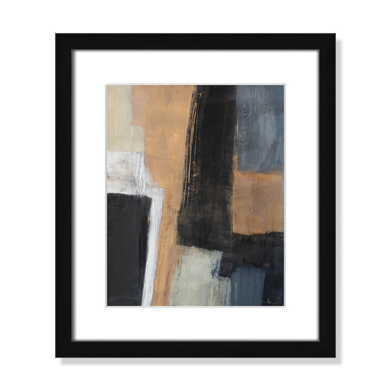" Metallic Slate I " by Casa Fine Arts, Black Matted Picture Framed, 15" H x 13" W x 1.25" D
