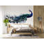 Adhésif décoratif bleu paon bleu, oiseau moderne, art boho, grand autocollant mural, vinyle-1813346853