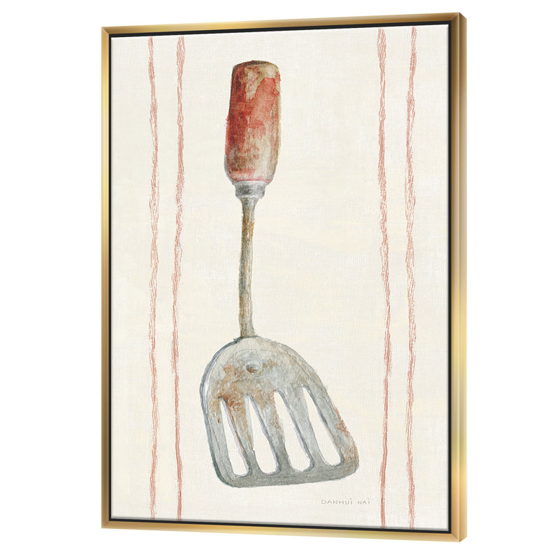 Farm Kitchen I - reproduction d'art, H 46 po x l 36 po x 1,5 po, Toile avec cadre flottant or