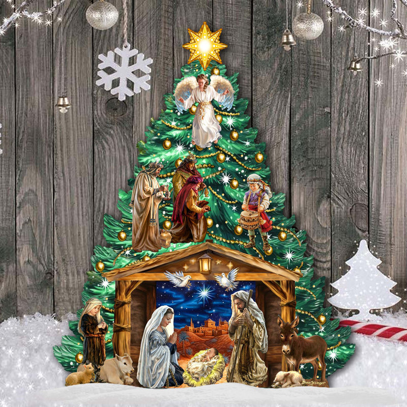 Décoration de Noël d'intérieur en bois pour arbre de Noël sur le thème de la Nativité par D. Gelsinger - Décorations de Noël