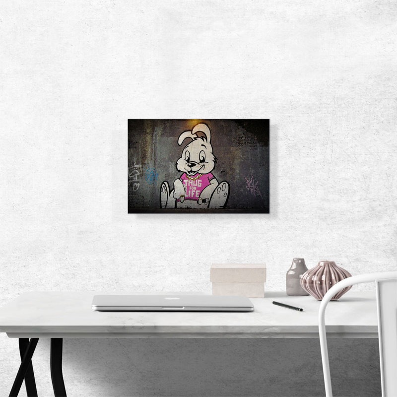 «Thug for Life Bunny» par Banksy, reproduction d'art sur toile tendue, H 12 po x l 18 po x 1,5 po