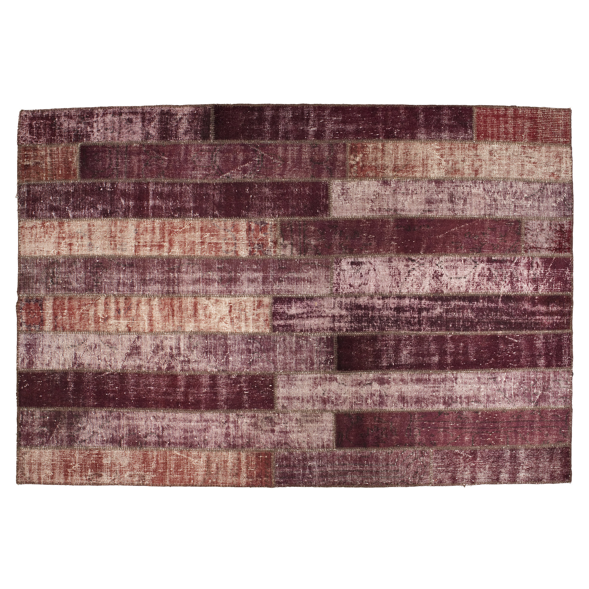 Asia Minor Carpets Patchwork Hand-Knotted Wool Purple Rug | Wayfair