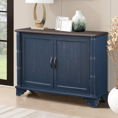 Console de 40 po avec rangement amovible pour tablettes de couloir, bleu marine et brun
