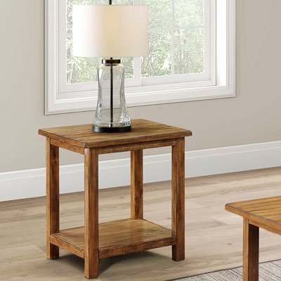 Table de bout en bois avec tablette