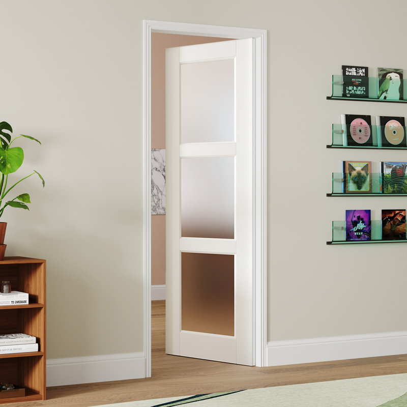 Dalle de porte intérieure en bois apprêté blanc 80 po H 3-Lite, 28 po x 80 po, 1