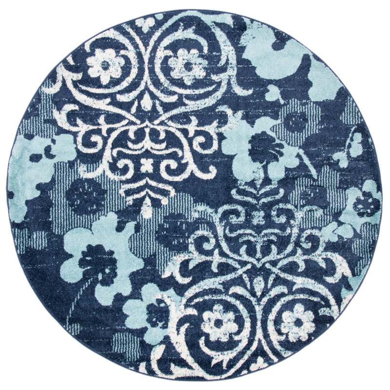 Ajnesh Performance Floral Rug, Round 6'7"