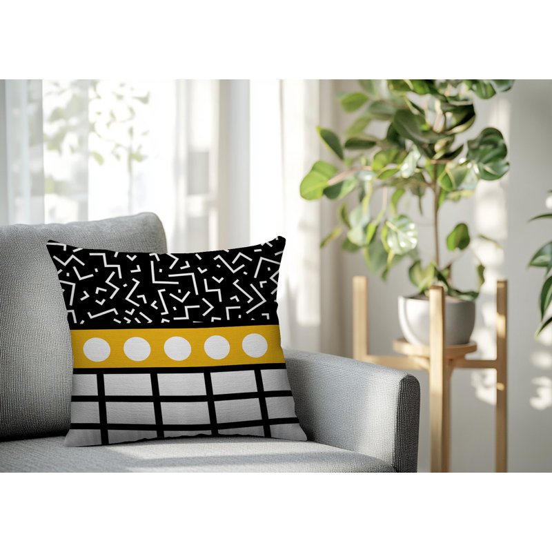 Oreiller carré réversible intérieur / extérieur Poptik, Carré 16 po, Jaune