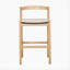 Tabouret de bar d'intérieur en bois d'hévéa, finition naturelle et revêtement beige, ensemble de 2-667031255