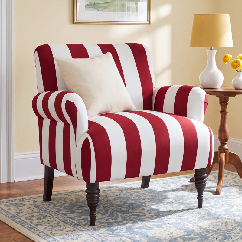 Fairhope 32'' Wide Cotton Armchair, Canopy Stripe Red
