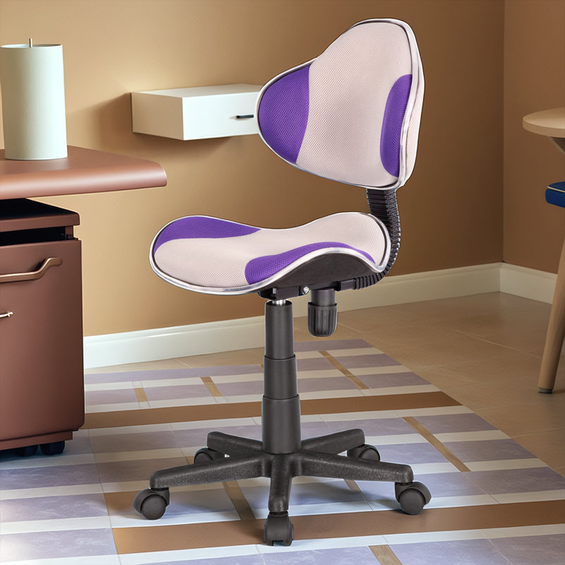 Chaise de bureau pivotante à 360 ° Aldous avec dossier en filet et hauteur réglable, Mauve / Gris